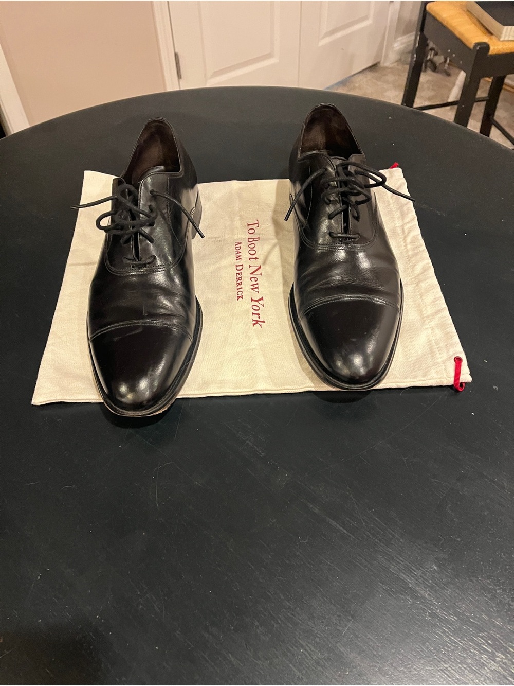 To Boot Black Leather Cap-Toe Derby Oxfords